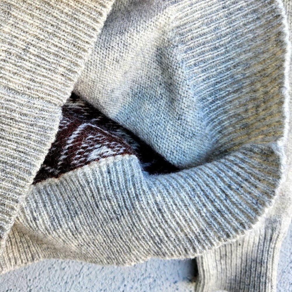 Vintage Piccadilly Lambswool Turtleneck Sweater Brown Gray Pattern Knit - Picture 9 of 14